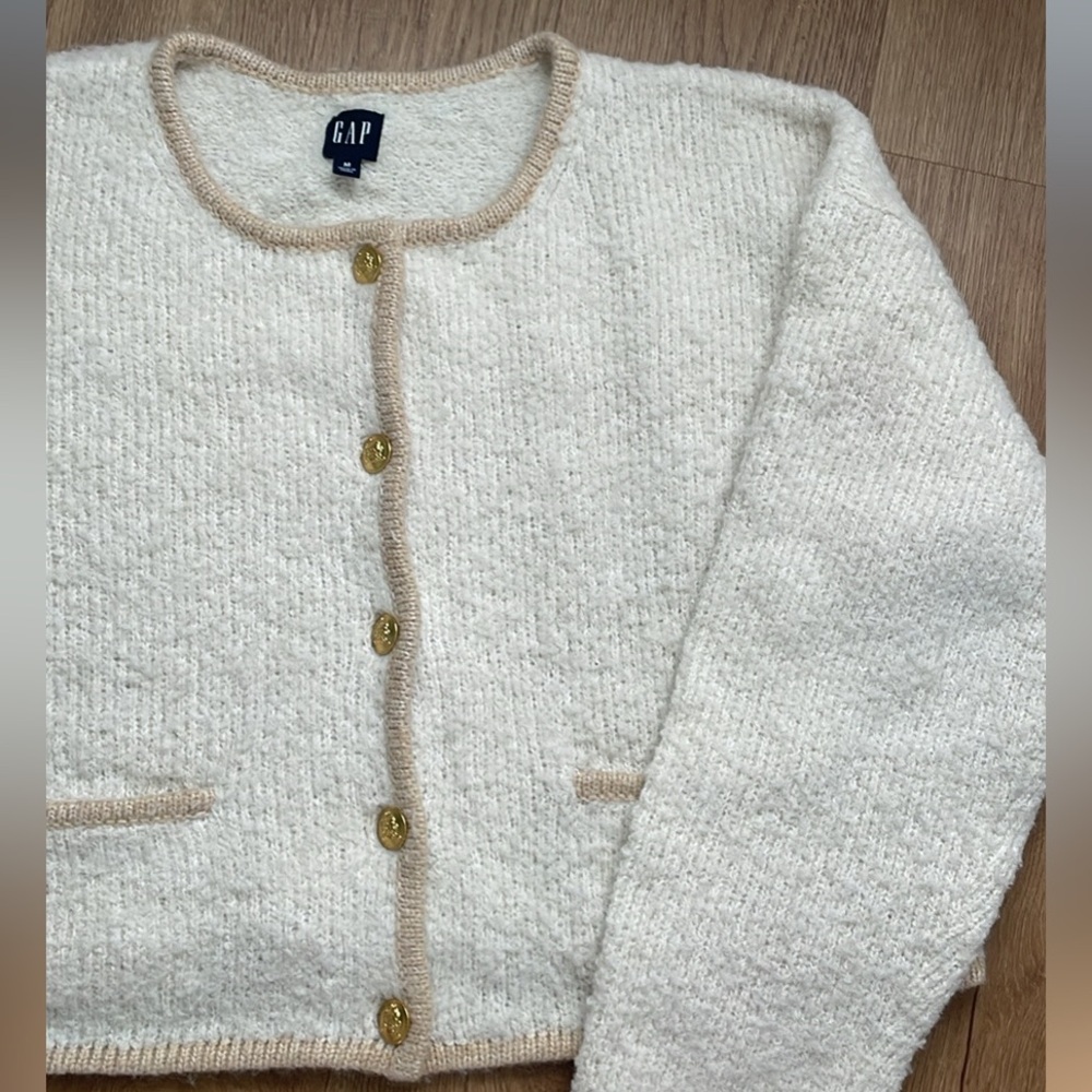 Gap Bouclè Cardigan with gold buttons